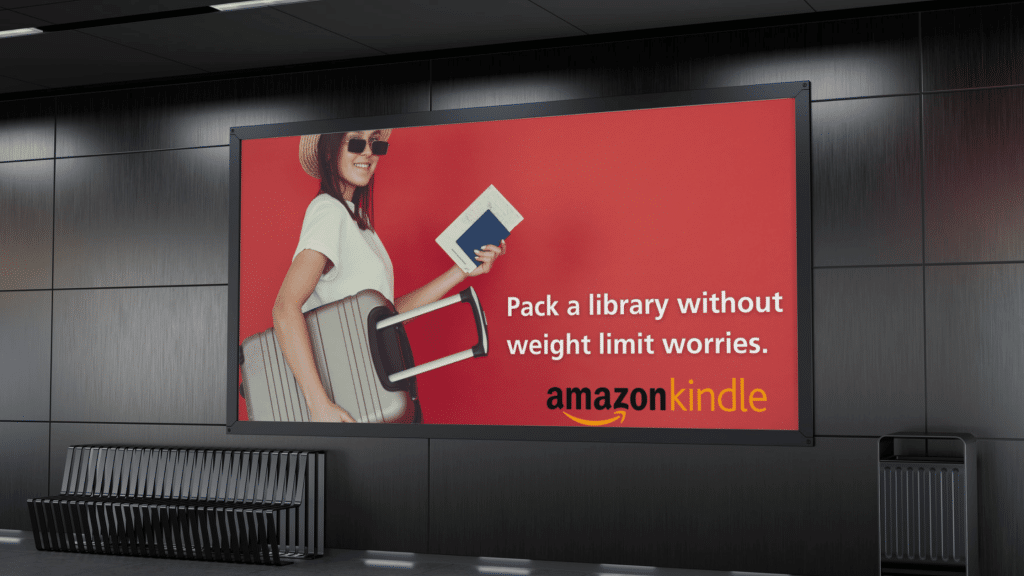 Summer ad concept - Pack a library without weigh limit worries Amazon Kindle concept ad