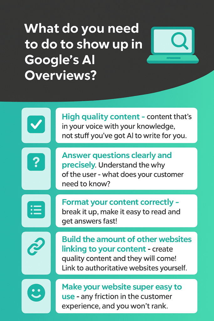 How to get website to rank in Google AI overview - AI SEO